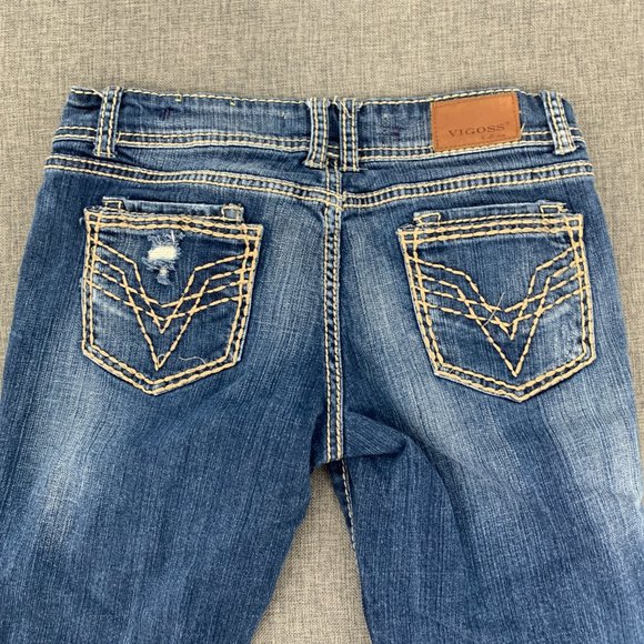 VIGOSS Collection Capri‎ Denim Jeans Distressed 98% Cotton 2% Spandex Size 5 - Picture 11 of 13